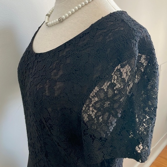 🇭🇰 Vintage Part Two Black Chiffon & Lace Midi Dress, Size 10 - Picture 10 of 12